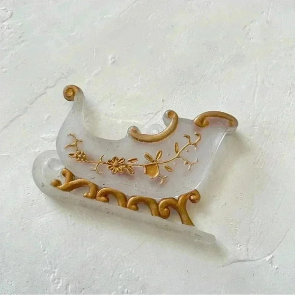 Vintage Christmas Ornament Frosted Clear Glass Gold Lot of 6 RARE - Picture 5 of 12